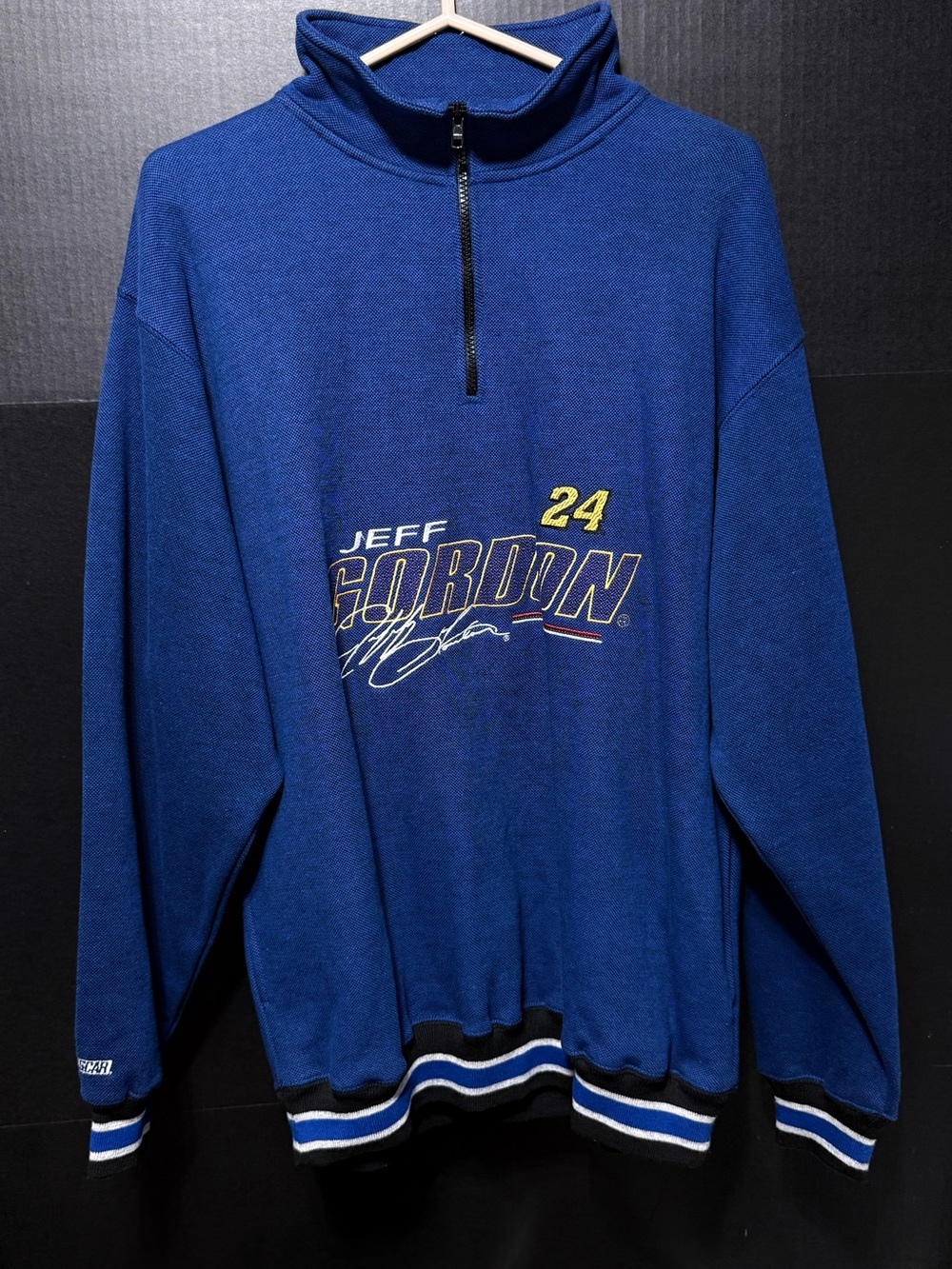 🎒Vintage Jeff Gordon 24 NASCAR Chase Authentics Blue Quarter Zip Size Large